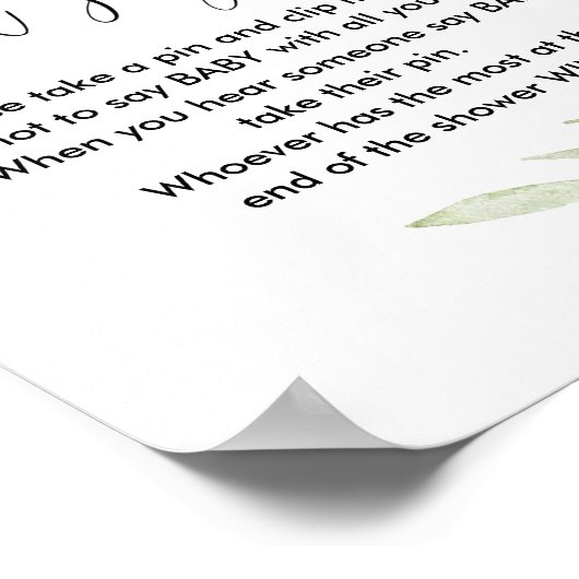 赤ちゃんシャワーゲームのサインピンクの金ゴールド ポスター (角)