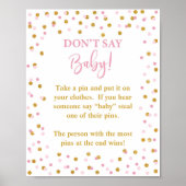 赤ちゃんシャワーゲームのサインピンク&金ゴールド ポスター (正面)