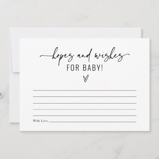 赤ちゃんシャワーゲームのミニマルな希望と希望 招待状 (正面)