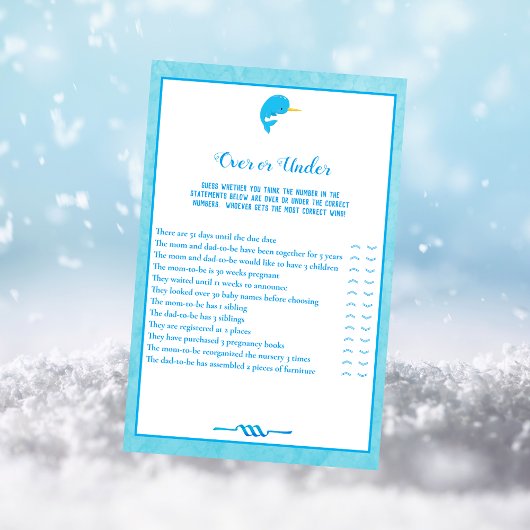 赤ちゃんシャワーゲームの上と下の青いナール 招待状