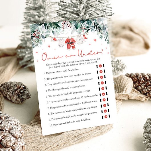 赤ちゃんシャワーゲームの上または下のクリスマスレッドサンタ 招待状