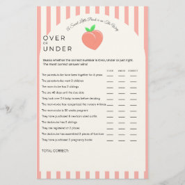 赤ちゃんシャワーゲームの上または下の甘い小さな桃