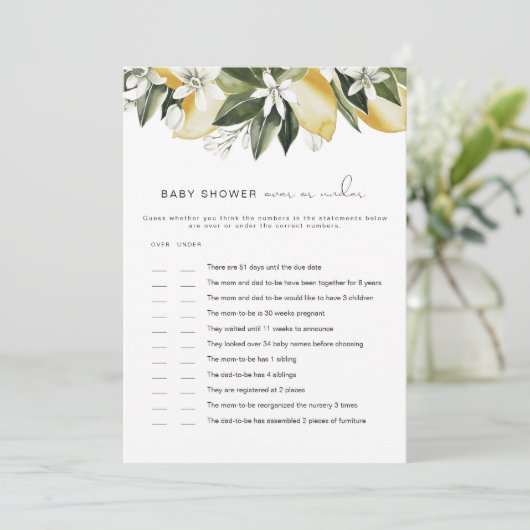 赤ちゃんシャワーゲームの下でDAHLIAレモン 招待状 (スタンド正面)