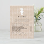 赤ちゃんシャワーゲームの下に白いテディベア 招待状 (スタンド正面)