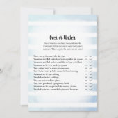 赤ちゃんシャワーゲームの下の白いバニー青 招待状 (正面)