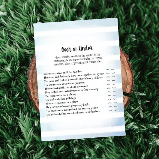 赤ちゃんシャワーゲームの下の白いバニー青 招待状