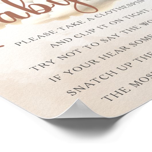 赤ちゃんシャワーゲームはベビークマ風船と言わない ポスター (角)