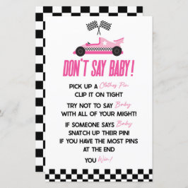 赤ちゃんシャワーゲームを言わないピンクのレースカー