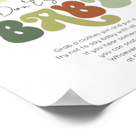 赤ちゃんシャワーゲームを言わないBearyかわいいウッドランド ポスター (角)