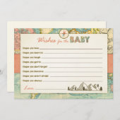 赤ちゃんシャワーゲームアドベンチャートラベルへの願い アドバイスカード (正面/裏面)