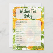 赤ちゃんシャワーゲームイエローを願うヒマワリ 招待状 (正面)