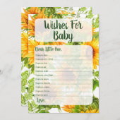 赤ちゃんシャワーゲームイエローを願うヒマワリ 招待状 (正面/裏面)
