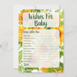 赤ちゃんシャワーゲームイエローを願うヒマワリ 招待状