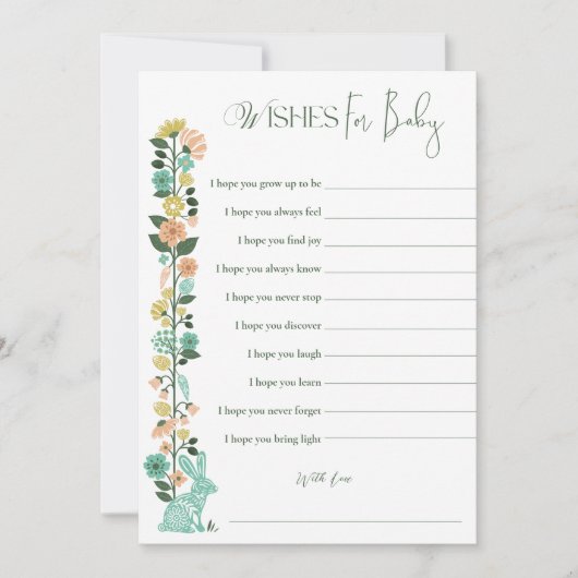 赤ちゃんシャワーゲームカードのイースターの野花の願い 招待状 (正面)