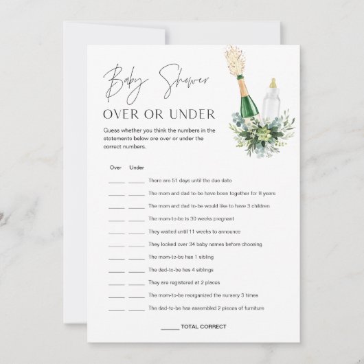 赤ちゃんシャワーゲームカードの上または下のREMYベビー 招待状 (正面)