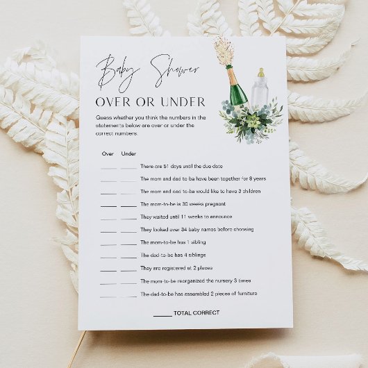 赤ちゃんシャワーゲームカードの上または下のREMYベビー 招待状