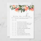 赤ちゃんシャワーゲームカードの下にSAVANNAHピーチ 招待状 (正面)