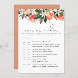 赤ちゃんシャワーゲームカードの下にSAVANNAHピーチ 招待状