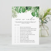 赤ちゃんシャワーゲームカードの下のCORA熱帯 招待状 (スタンド正面)