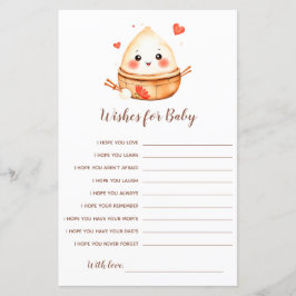 赤ちゃんシャワーゲームカードの小さな団子の願い