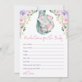 赤ちゃんシャワーゲームカードの象の予測 招待状 (正面)