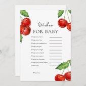 赤ちゃんシャワーゲームカードの願い事の上のさくらんぼ シーズンカード (正面/裏面)