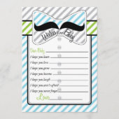 赤ちゃんシャワーゲームカードの黒い口ひげの願い アドバイスカード (正面)