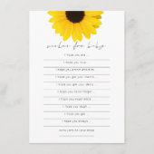 赤ちゃんシャワーゲームカードへのひまわり願い 招待状 (正面)