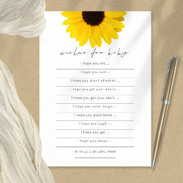 赤ちゃんシャワーゲームカードへのひまわり願い 招待状