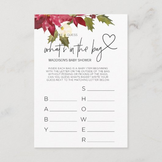 赤ちゃんシャワーゲームクリスマスベビーシャワーパーティーカード エンクロージャーカード (正面)