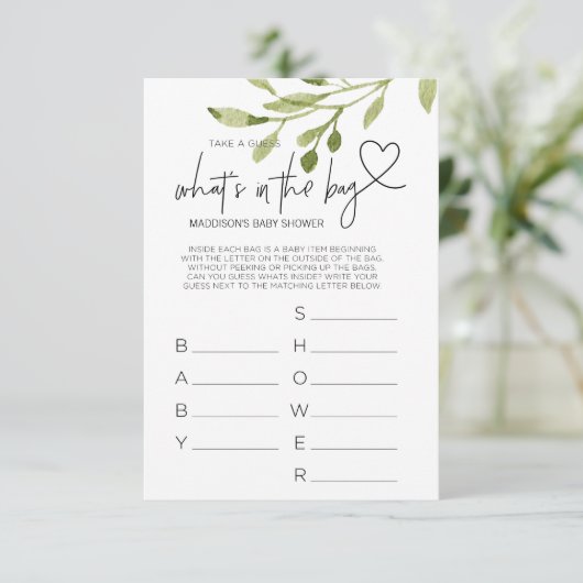 赤ちゃんシャワーゲームジェンダーニュートラルシャワーパーティーカード エンクロージャーカード (スタンド正面)