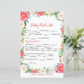 赤ちゃんシャワーゲームピンクとアイボリー花模様 (スタンド正面)