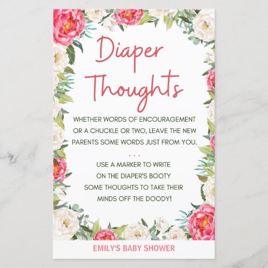 赤ちゃんシャワーゲームピンクとアイボリー花模様 (正面)