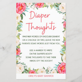 赤ちゃんシャワーゲームピンクとアイボリー花模様