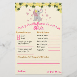 赤ちゃんシャワーゲームピンクとグレーの象カード