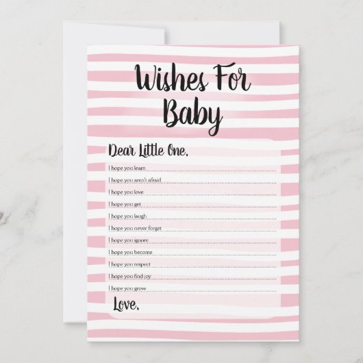 赤ちゃんシャワーゲームピンク白の願い 招待状 (正面)