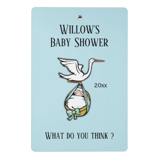 赤ちゃんシャワーゲームブルーメモリーボード ミニクリップボード (裏面)