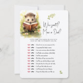 赤ちゃんシャワーゲームヘデホッグ誰が言った？ママかパパか？ 招待状 (正面)