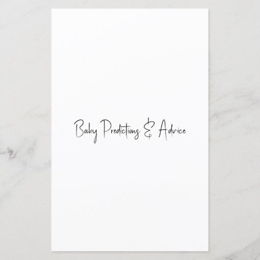 赤ちゃんシャワーゲーム予測とアドバイス模倣者 (裏面)