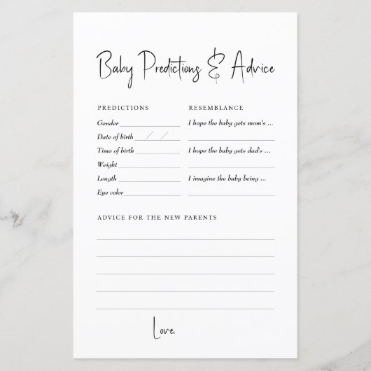 赤ちゃんシャワーゲーム予測とアドバイス模倣者 (正面)