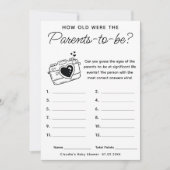 赤ちゃんシャワーゲーム何歳になる親のカード 招待状 (正面)