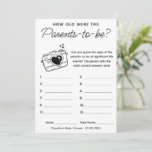 赤ちゃんシャワーゲーム何歳になる親のカード 招待状 (スタンド正面)