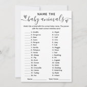 赤ちゃんシャワーゲーム名Baby Animals Card 招待状 (正面)