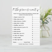 赤ちゃんシャワーゲーム推測の価格は正確なカード 招待状 (スタンド正面)