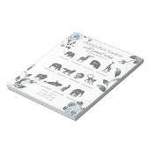 赤ちゃんシャワーゲーム水彩ほこりっぽい青フローラ ノートパッド (回転)