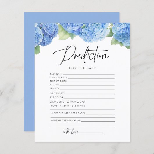 赤ちゃんシャワーゲーム用アジサイ青色予測 (正面/裏面)