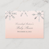 赤ちゃんシャワーゲーム用ピンクのスノーフレーク・ブック エンクロージャーカード (裏面)