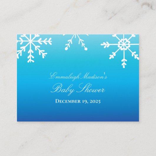 赤ちゃんシャワーゲーム用ブルースノーフレーク・ブック エンクロージャーカード (裏面)
