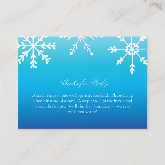 赤ちゃんシャワーゲーム用ブルースノーフレーク・ブック エンクロージャーカード (正面)