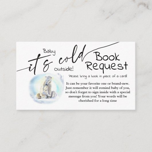 赤ちゃんシャワーゲーム用極熊コールドアウトサイドブック エンクロージャーカード (正面)